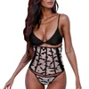 Bras Set sexy corpo porno lingerie donne di halloween costumi pipistrello stampato esotico sensuale tentazione erotica biancheria bianche