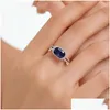 Wedding Rings 2.5ct Blue Diamond Designer Ring For Woman Party Love Wo 925 Sterling Sier Sier Sapphire 5a Zirconia Engagement Women Luxur DHLMC