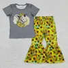 Kleding sets groothandel peuter westers koe outfit korte mouwen korte mouwen katoen shirt babymeisje cactus bel bodem broek kinderen kinderen voorjaar herfst