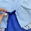 Abiti da ragazza vestiti per bambini coreani estate baby blue girls abiti principessa vestito in pizzo cotone cotone senza maniche abiti da bambino senza maniche