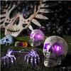 Partymasken Halloween LED Skelett Stake Dekoration Py Skelette mit Lichtern Groundbreaker Yard Friedhof Dekor Realistische Grusel SKL Dhur0