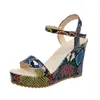 Women Sandals Wedge Platform أحذية السيدات مثيرة عالية الكعب مضخات الصيف زقزقة الظهر الفهد الفهد واحد كلمة واحدة الصندل 2023 240424