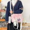 Omuz çantaları Japon sevimli jk üniforma çanta çapraz gövde çantası kadınlar için kawaii şeffaf kart öğrenci okul çantası gündelik seyahat kız tote