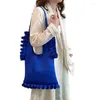 Axelväskor kvinnor koreansk mode veckad ruffle trim underarm väska ljus fast färg stor kapacitet handväska handväska