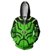 Men's Hoodies Game Ben 10 Alien Force Hoodie Halloween Cosplay Costume Men 3D Print Autumn Long Sleeve Hooded Jacket Zipper Sweatshirt