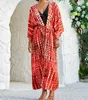 Long Kimono Badeanzug Deck für Frauen stilvolle Krawatte Dye Open Front Beach Outfits Badeanzug 240426