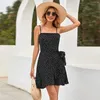 Lässige Kleider Wyblz Sommer Polka Punkte Kleider elegant gelb Chiffon Rückenless Boho Beach Party Mini für Frauen 2024 Urlaub Sundress S L.