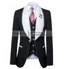 Men's Suits Suit Wide Shawl Lapel Business Men Tuxedo Coat 3 Pieces Italian Wedding Groom Gentleman's Formal