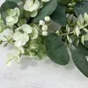 Fleurs décoratives Pilier bougie couronne eucalyptus Anneau ensemble pour la table de fête de mariage à la maison décoration de la pièce maîtresse du vert artificiel