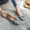 Scarpe casual Square Head Girls Princess Donne Donne Flat Flat Flats Female morbida Mocassino di seta in pelle singola