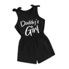 Kleding Sets Little Girl Summer Kleding Letter Afdruk Mouwloze ronde nek Boog Tank Tops Solid Color Shorts 2pc Casual Outfit