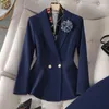 Frauen zweisteuelische Hosen Zjyt Business Chic Office Lady Blazer Anzug Hosen Sets 2 für Frauen 2024 Spring White Outfit Plus Size Jackethose