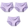 Panties des femmes 3 PCS / Set Ice Silk sans couture pour femmes Briefs intimes Mid-Waist grande taille M-4xl Options de couleurs multiples Lingerie féminine