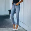 Jeans femminile volalo a petto singolo streetwear high wons women pantaloni femminile blu blu 2024 pantaloni skinny autunnali