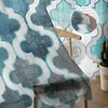 Tende per la vernice astratta retrò chiazzata marocchina blu tende a trasparente per la camera da letto soggiorno vocal