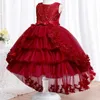 Högkvalitativ baby spets prinsessklänning för tjej elegant födelsedagsfest släpande klänning baby flickor julkläder 3-12 år 240412
