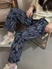 Męskie spodnie japoński w stylu Hirata i Hiroshi Casual Denim Jacquard Feather Women's Flear Lose Wszechstronny