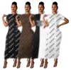 Designerklänningar Fashion Letter Print Dresses For Women Slim-Fit snabbtorkande kvinnoklänning Bag Buttock Lång kjol