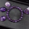 Strand Ametista naturale Bracciale di alta qualità Braccialetti di perline di pietra Donne uomini Real Original Reiki Crystal Quartzerie