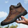 Casual Shoes Men Genuine Leather Hiking Waterproof Outdoor Sport Mountain Athletic Large Size