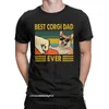 T-shirts masculins T-shirts pour hommes meilleurs papa corgi jamais drôle propriétaire corgi cool coton t-shirt chien tshirt rond