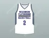 Anpassad Nay Namn Mens Youth/Kids Player 2 Wisconsin Playground Basketball White Basketball Jersey Top Stitched S-6XL