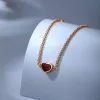 Luxe CH Familie Love Red Chalcedony armband Hoge kwaliteit Luxe sieraden voor vrouwen Jubileum Geschenken Rose Gold Exquisite 925sterling Silver Jewelry Bracelet