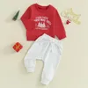 Clothing Sets Baby Boy Christmas Fall Outfit Long Sleeve Tree Sweatshirt Solid Color Pants 2Pcs Clothes Set 2024