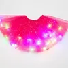 LED Glowing Light Women Tulle stjärna kjol kort tutu mini vuxen fancy balett dance dane party kostym boll klänning kjol 240426