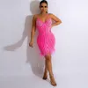 Sexy Frauen -Strass -Federkleid