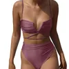 Women's Swimwear Bikini Disposable Solid Color Sexy Strap Split Swimsuit Multicolor Beachwear Bathing Suit Sporty Top