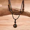 Choker Collier de pendentif en pierre naturelle Vintage Perles en bois Pearl Turquoise ethnique Style