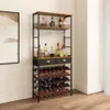 Wolnostojący stojak na wino z szklankami szafki na alkohol - 2 szuflady, półki i tablet do przechowywania baru domowego