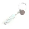 Keychains Keychain Amethyst Crystal Stone Wrap Wrap Hexagon Prism Keyring Rose Quartz Sac Mobile Phone Phone Pendeur