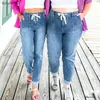 Kvinnor Pants Ladies Baggy Jeans Pull-On DrainSting Joggers Casual For Women Pencil Flexible Comfort Pantalones de Mujer