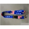 Party Favor Trump U.S.A avtagbar flagga av USA: s nyckelkedjor Badge Pendant Gift Moble Phone Lanyard Drop Delivery Home Gar Dh7xe