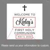 Suministro de fiesta Custom First Holy Communion Signo de bienvenida Papel de espuma personalizada para la decoración del telón de fondo del bautismo católico
