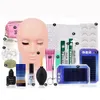 19pcs Ćwicz fałszywe rzęsy Przedłużenie zestawu treningowego Makijaż Makeup Eye Eye Parging Eye Eye Pincetes Manekin Head Zestaw 240419