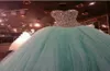 Echt beeld Mint Green Crystal Quinceanera Dresses Ball Jurk 2018 Sweet 15 jurk lieverd Vestido de festa Long TuLle formeel prom9030859