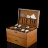 2 lager Titta på förvaringslådor Case Wood Watches Organizer With Lock Men Watch Display Present Boxes Jewely Holder 904L Steel Strip 240425