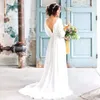 V-Neck Dresses Sexy Backless Greek 2020 Robe De Mariage Bohemian Beach Bride With Sleeves Country Wedding Dress