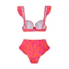 Nieuwe gaasrok set zwempak dames harde tas verzameling print gaasrok zonbeveiliging bikini