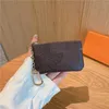 Designer Brieftaschen Tasche 8 Farben Schlüsselbund Ringschlüsselbeutelmünze Damier Leder Kreditkartenhalter Frauen Männer kleine Reißverschluss Geldbörsen Brieftasche mit Schachtel und Staubbeutel