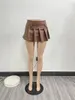 スカート女性ファッションセクシーなPUレザーミニプリーツソリッドジッパー