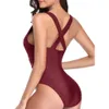 Swimming Suit Women's One-piece Triangle Solid Color Waist Closure, Belly Covering, Slimming Mesh Splicing Bikini