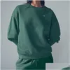 Yoga outfit Al Midnight Green Crew Neck Plover Warm Sweatshirts Sier 3D Logo On Chest Loose Sweatwear Uni Casual Sweattops Lover Drop otwgn