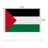 Liten Palestina flagga 14x21cm bärbar hand vinkar palestinsk banner polyester fade-resistensplastflaggstång för evenemang 240426