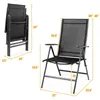 Ensemble de meubles de camp de 2 patio pliant chaise inclinable inclinable camping ajusté noire portable
