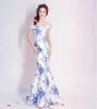 Party Dresses Classic Style Blue And White Porcelain Evening Dress Vestido De Festa 2024 Graduation Prom Gowns Boat Neck Formal