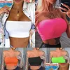 Camisoles Tanks Women Lady Crop Tops蛍光グリーンオフショーダーベストチューブトップブラレットバンドーストレッチシームレスブラスドロップデビューotmxz